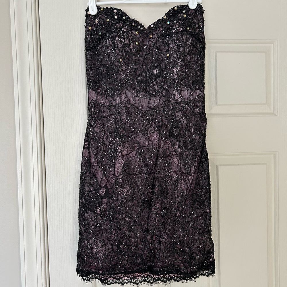 Alyce Black Lace Mini Dress